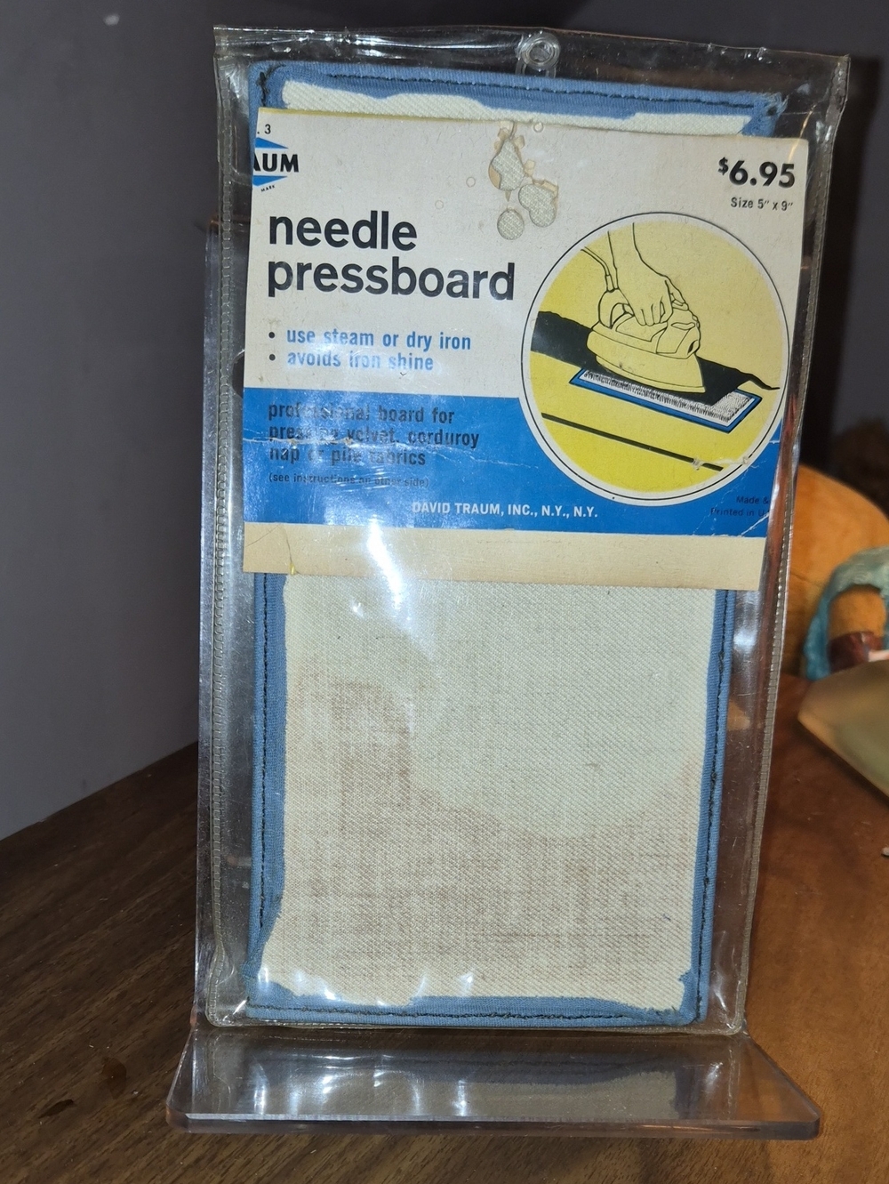 Needle Pressboard with Blue Trim - Neutral Canvas 1970s Vintage